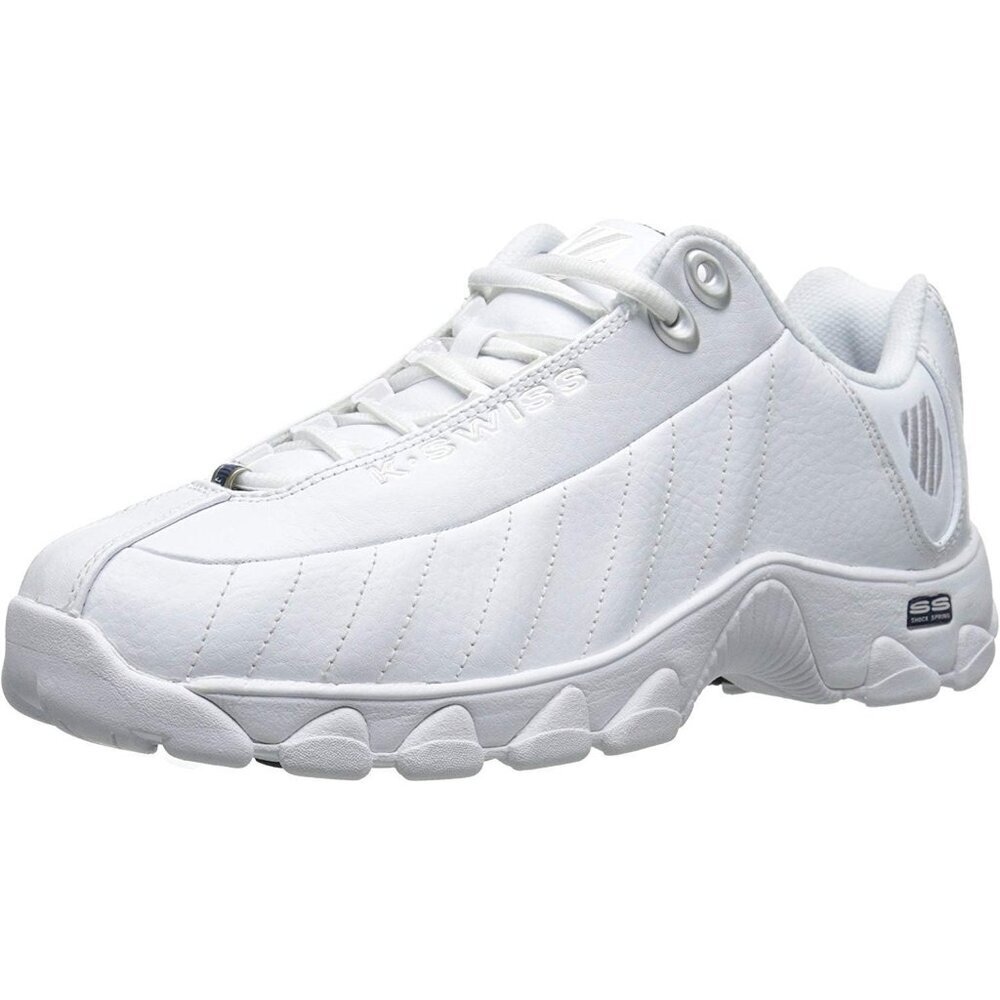 K-swiss Men's White/silver Wide Tennis Dad Walking Leather Upper Sneaker Shoes